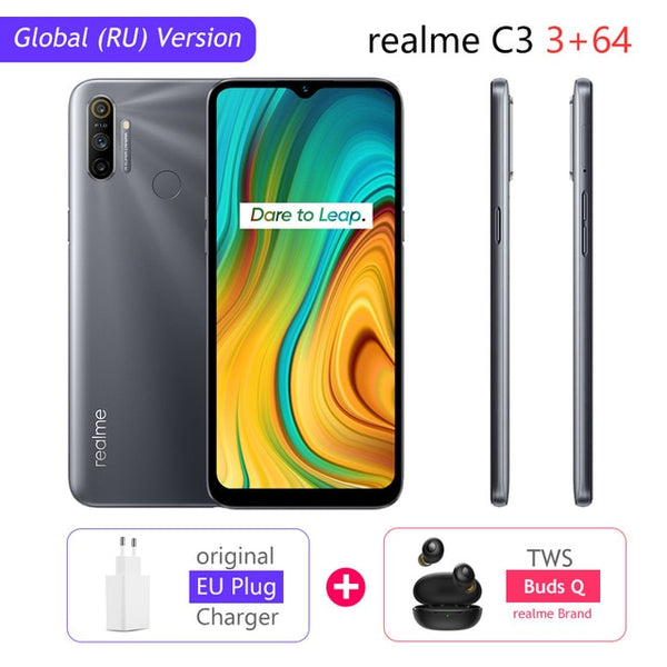realme C3 Global Version 3GB RAM 32GB/64GB ROM 5000mAh Battery Helio G70 AI Processor 12MP+2MP+2MP AI 3 Rear Cameras Play Store