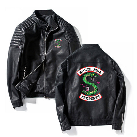 Southside Riverdale Stand collar Leather Jackets Serpents Men Riverdale Streetwear Leather Brand south side serpents