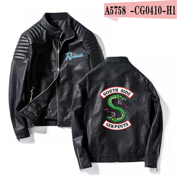 Southside Riverdale Stand collar Leather Jackets Serpents Men Riverdale Streetwear Leather Brand south side serpents