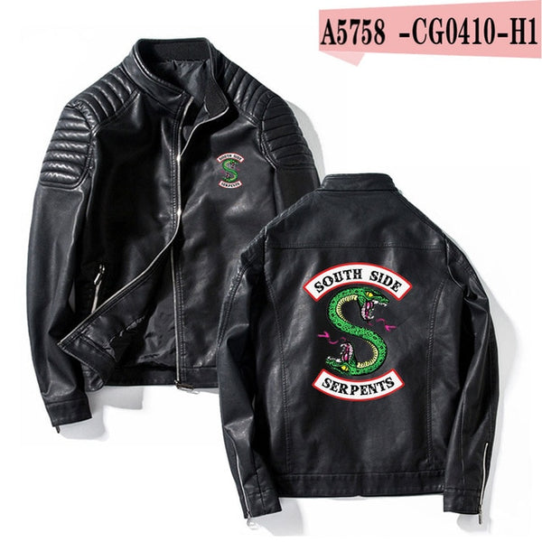 Southside Riverdale Stand collar Leather Jackets Serpents Men Riverdale Streetwear Leather Brand south side serpents